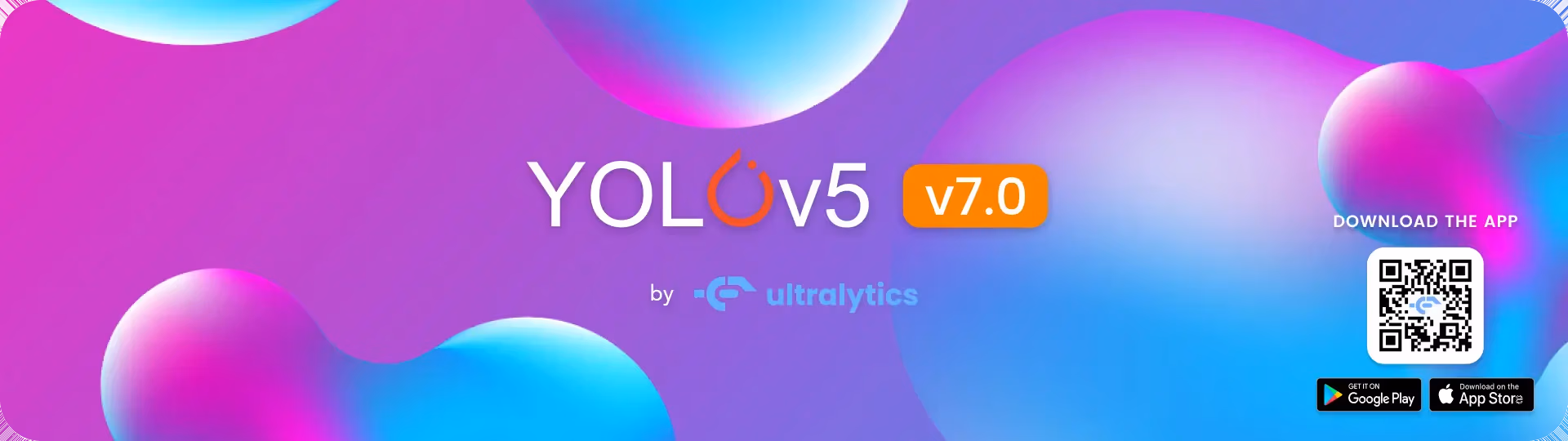 Ultralytics YOLOv5 v7.0 instance segmentation release banner