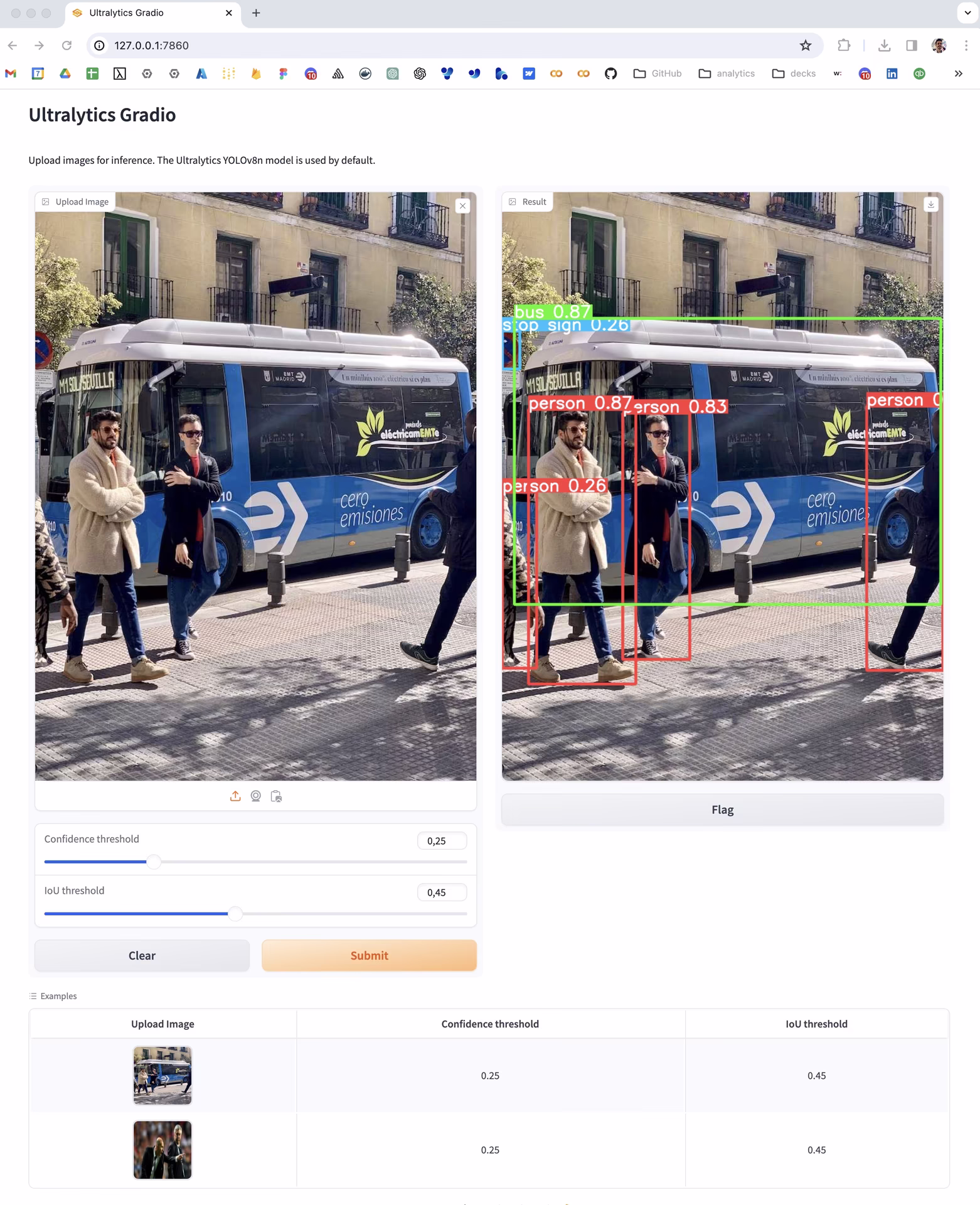 Gradio YOLO detection interface