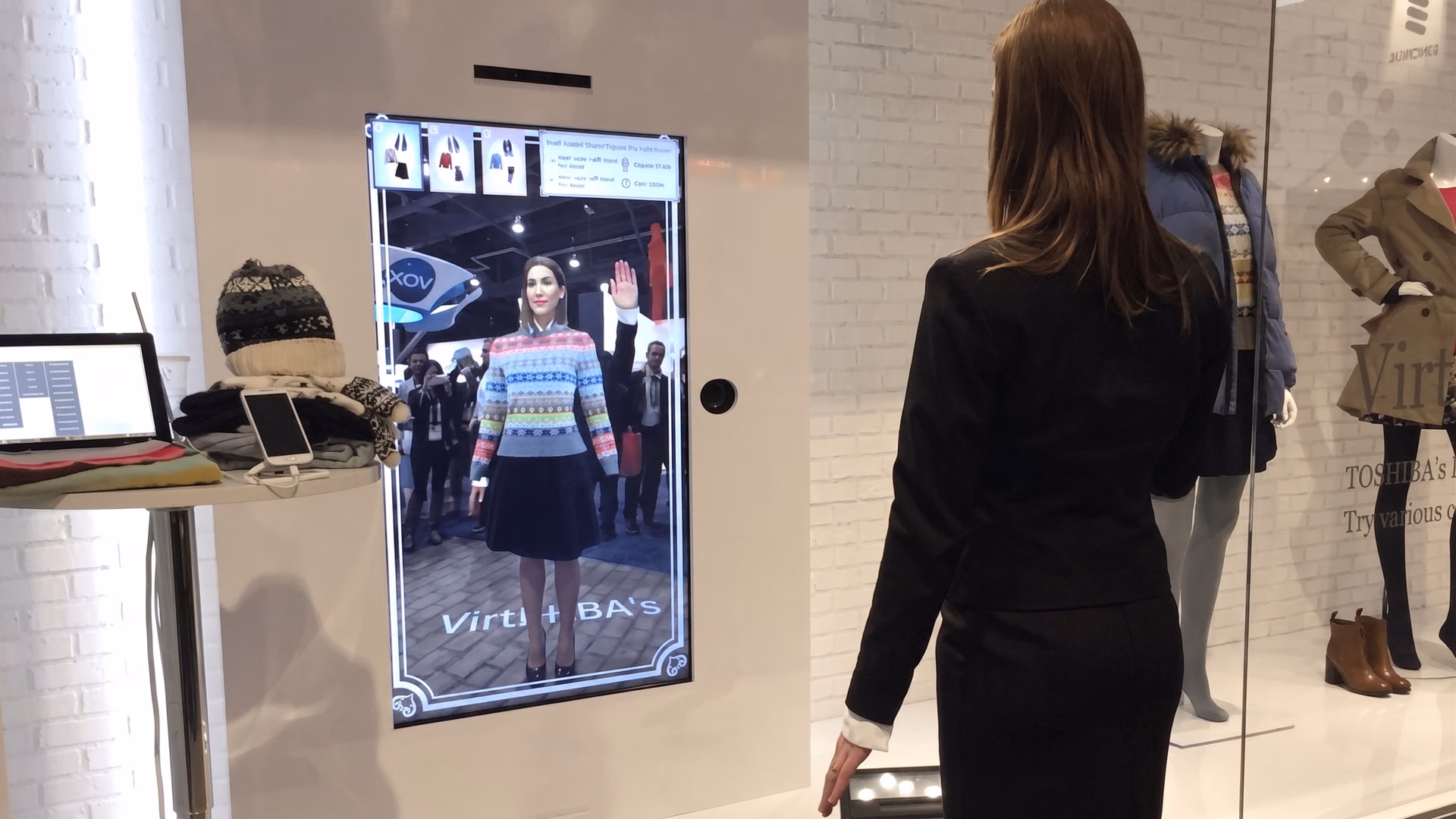 A customer using a virtual try-on system