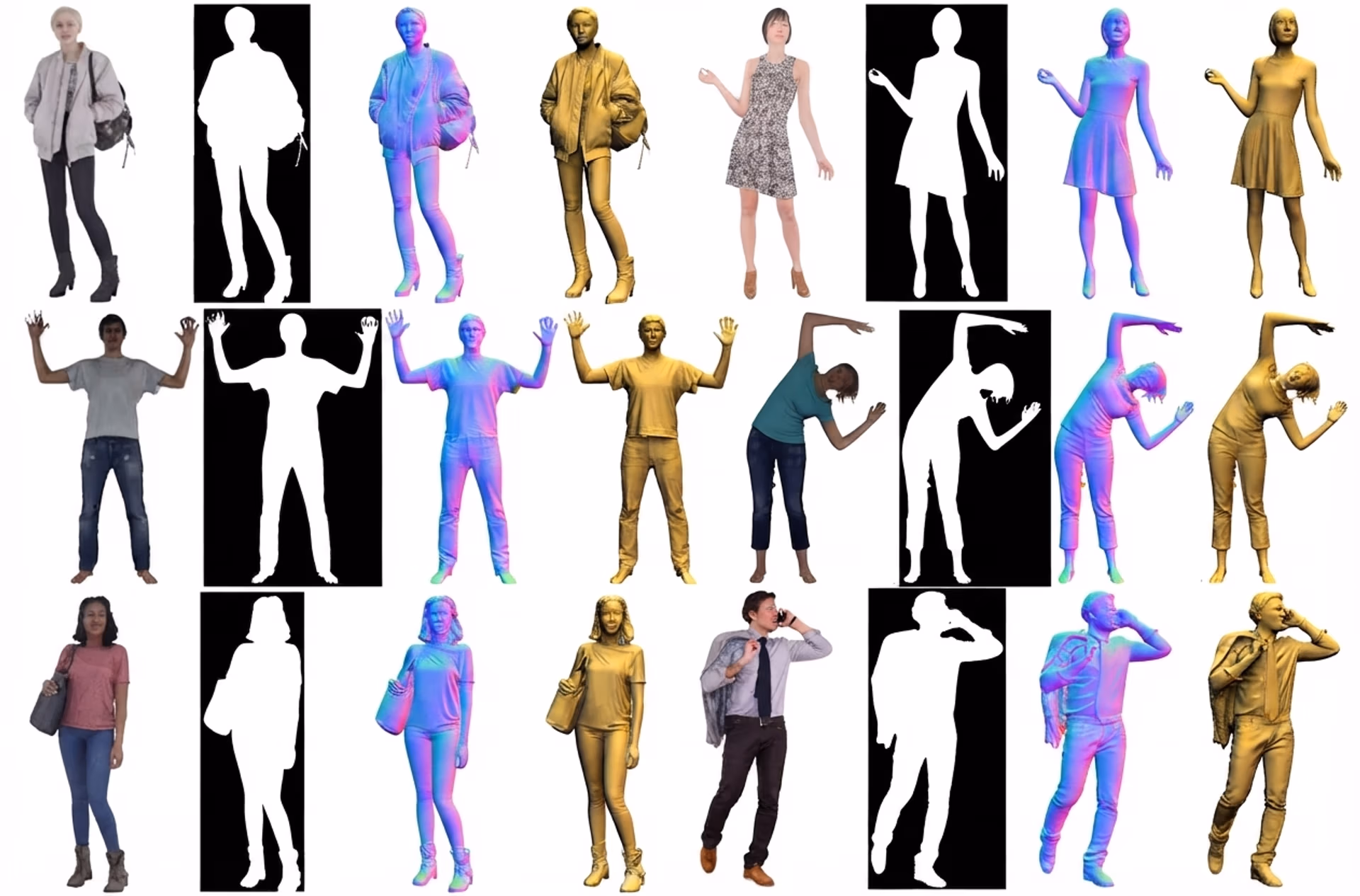 A synthetic dataset with different human poses and lighting variations