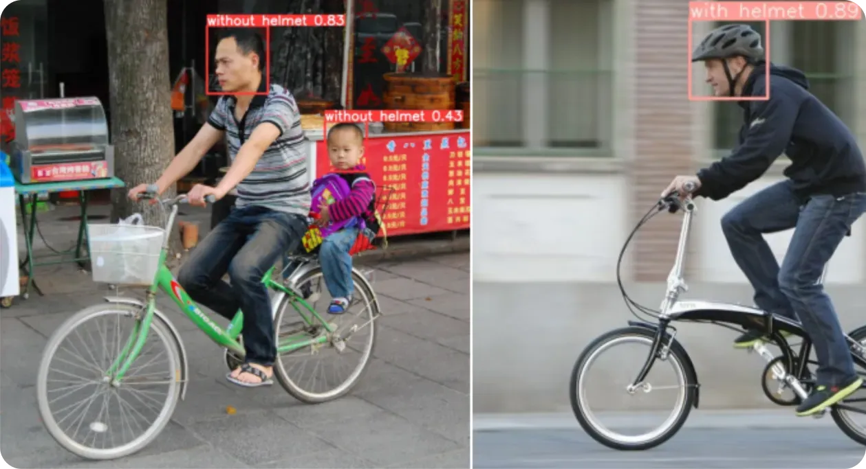 Computer vision identifiant des cyclistes avec et sans casque