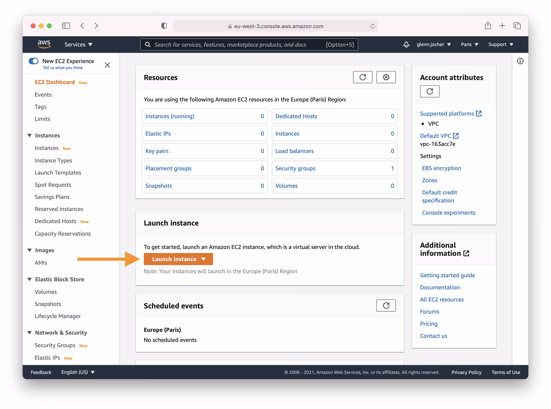 Launch Instance Button