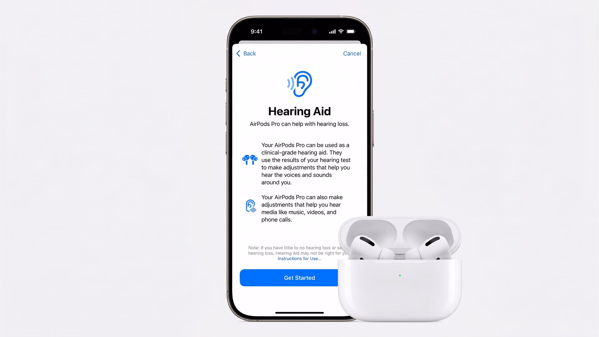 Updates to the AirPods Pro 2 including a Hearing Aid feature