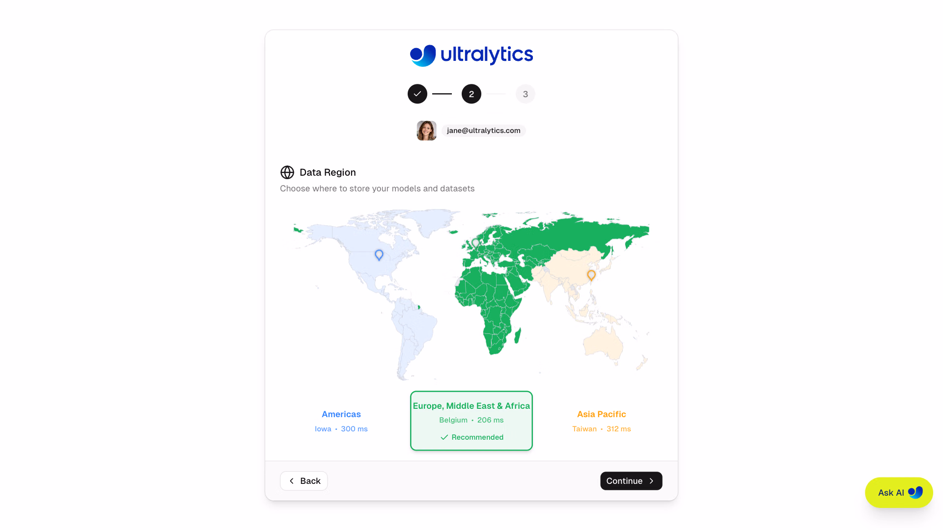Ultralytics Platform Onboarding Region Map With Latency