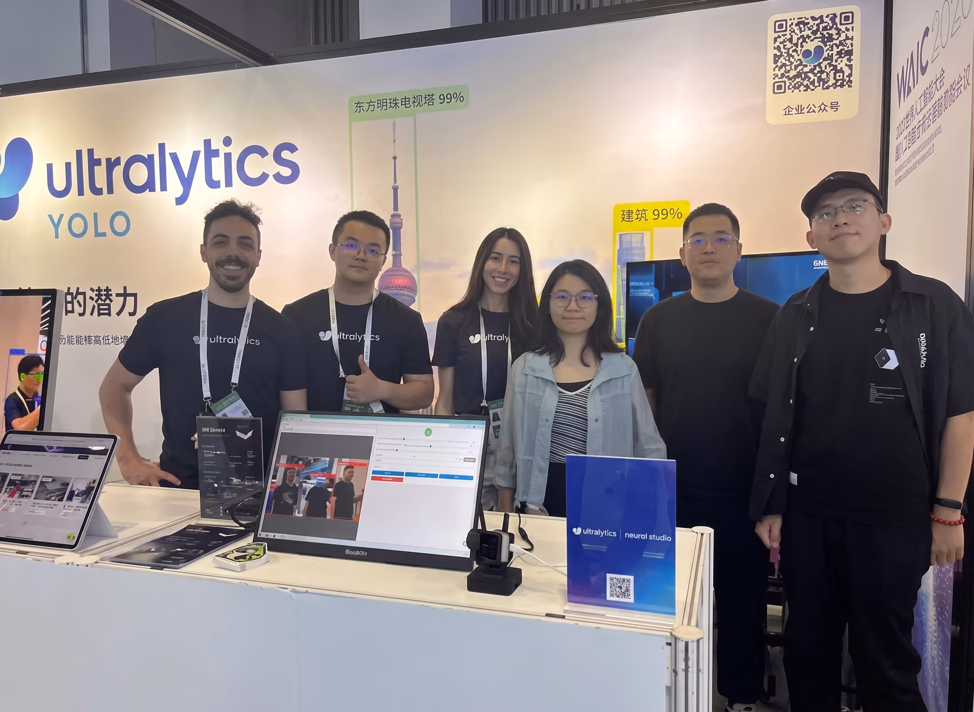 The Ultralytics team showcasing edge vision AI demos with Seeed Studio