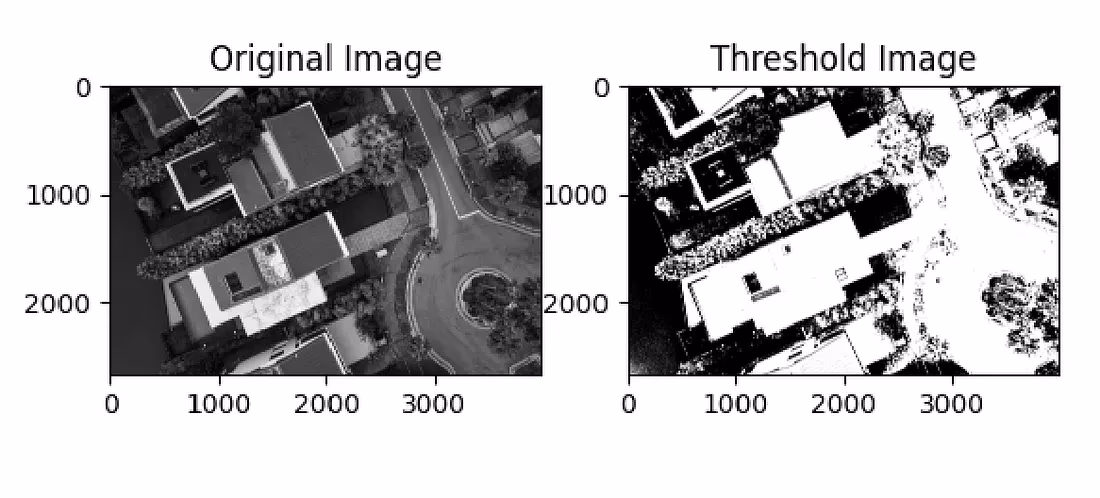 Un'immagine in scala di grigi e il suo output binario dopo la thresholding