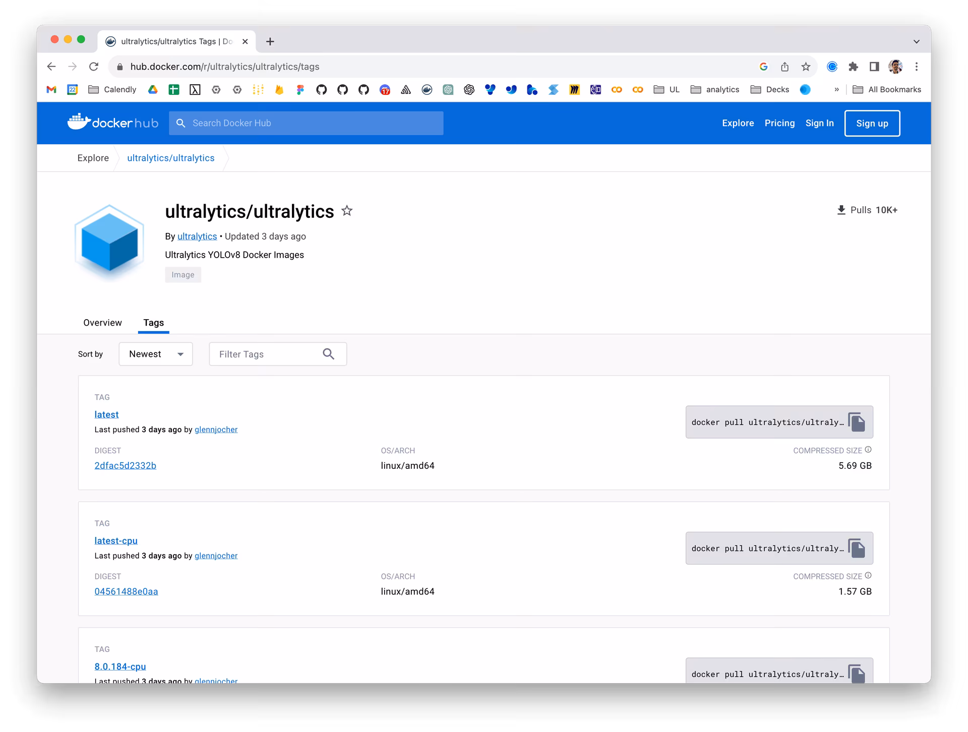 Ultralytics Docker Package Visual