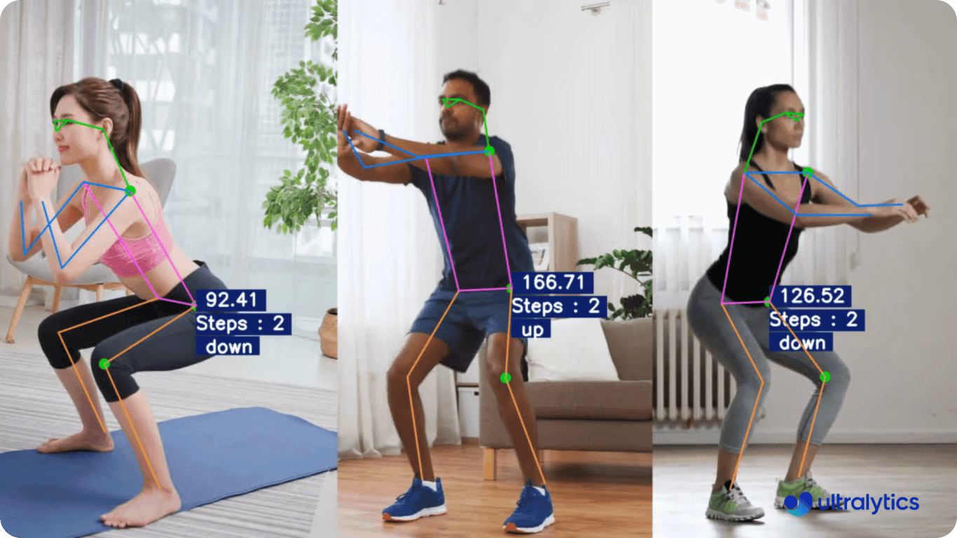 Egzersiz formunu düzelten YOLOv8 pose estimation
