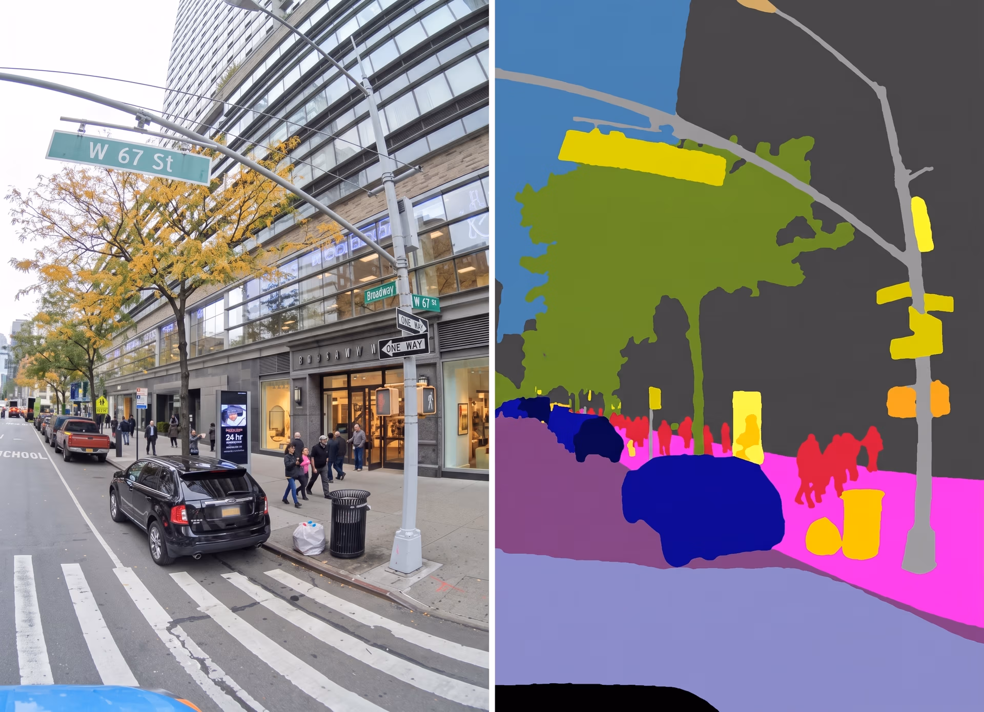Immersive View using segmentation to segment objects on a street