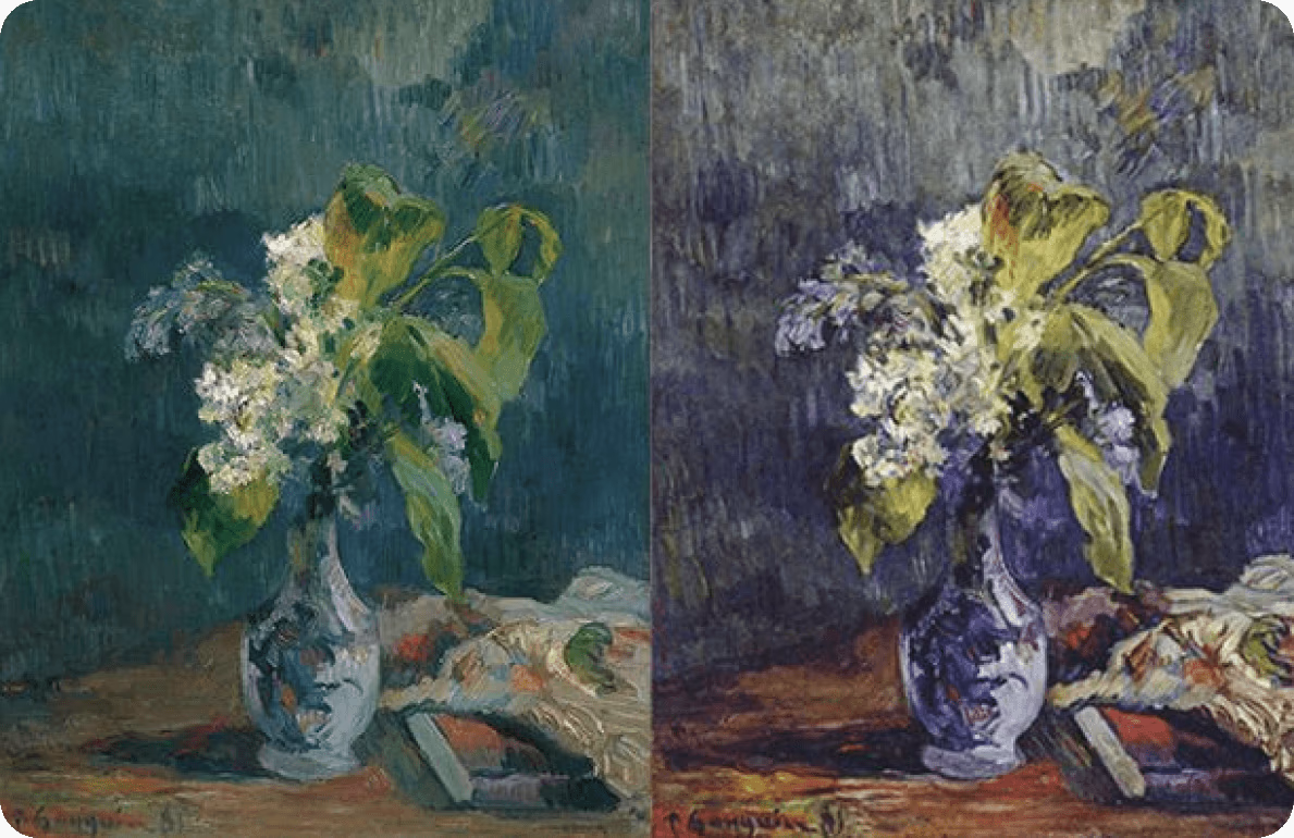 本物の芸術作品と模造品の視覚的な比較
