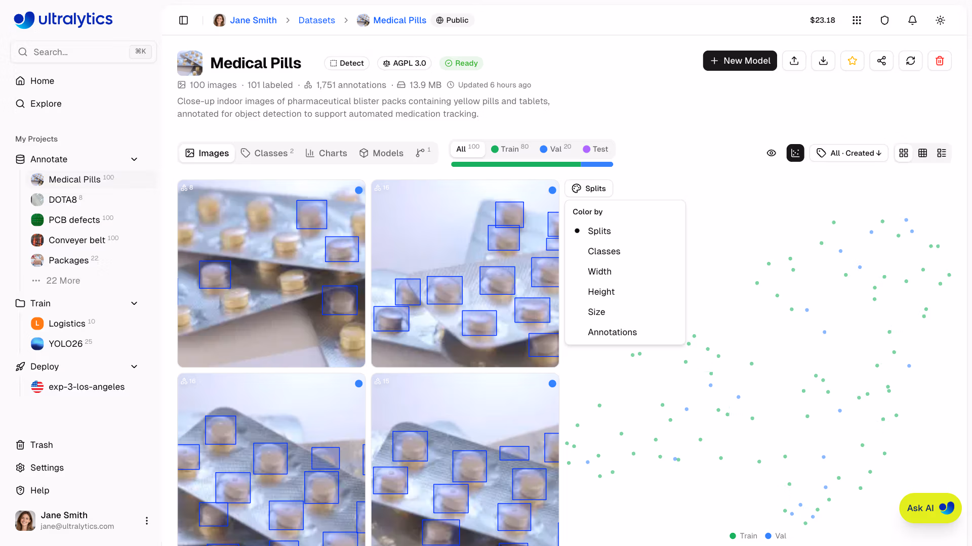 Ultralytics Platform Datasets Clustering Color Modes