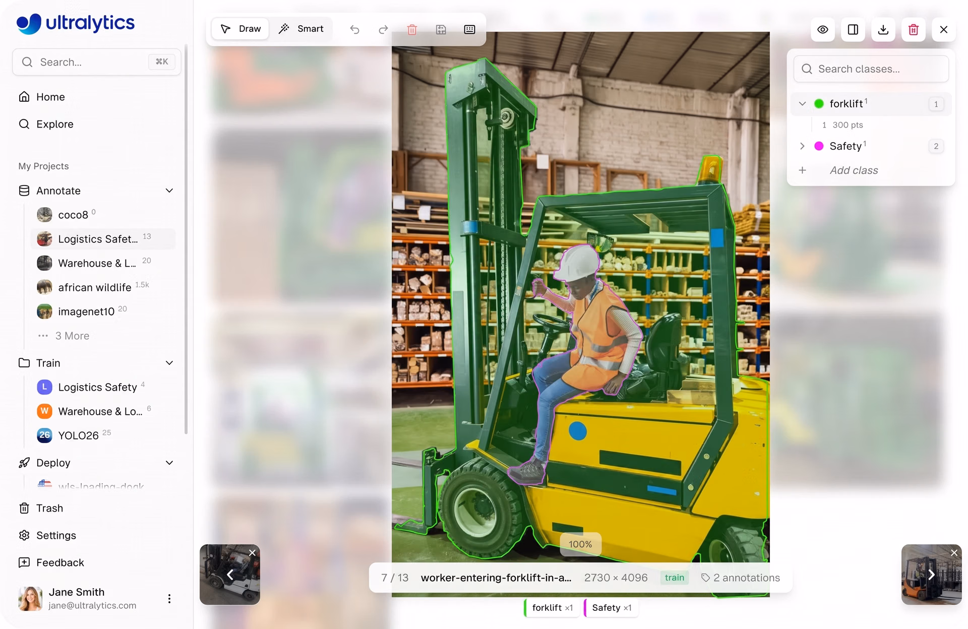 L'éditeur d'annotation dans Ultralytics Platform