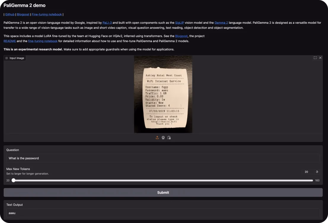 Una demostración de PaliGemma 2