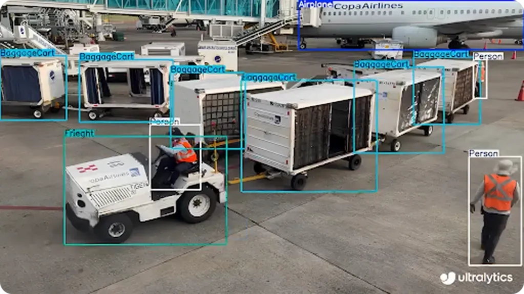 Detecting baggage carts, workers, and airplanes using YOLO11