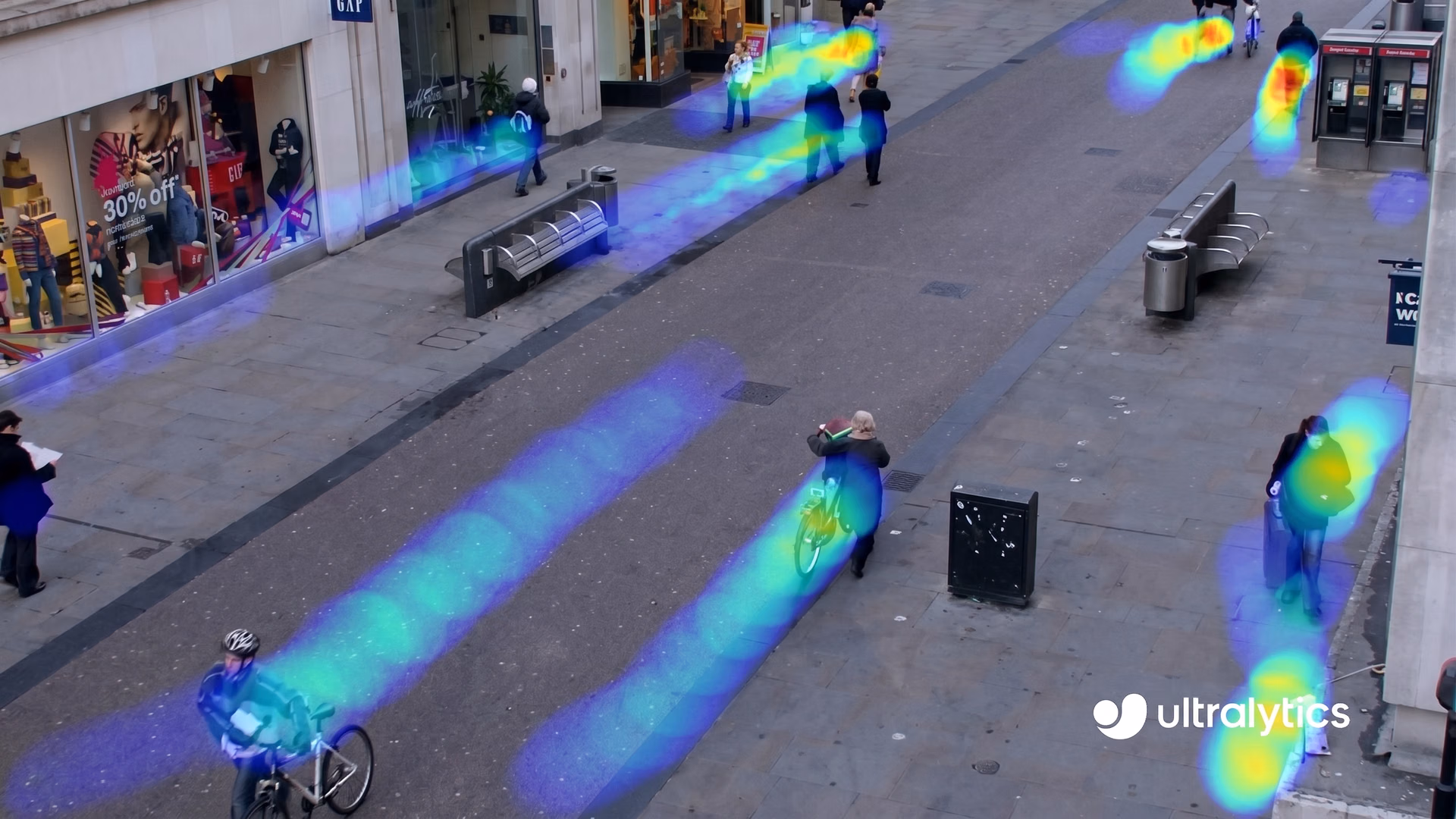 Ultralytics YOLO11 generating heat maps to track foot traffic