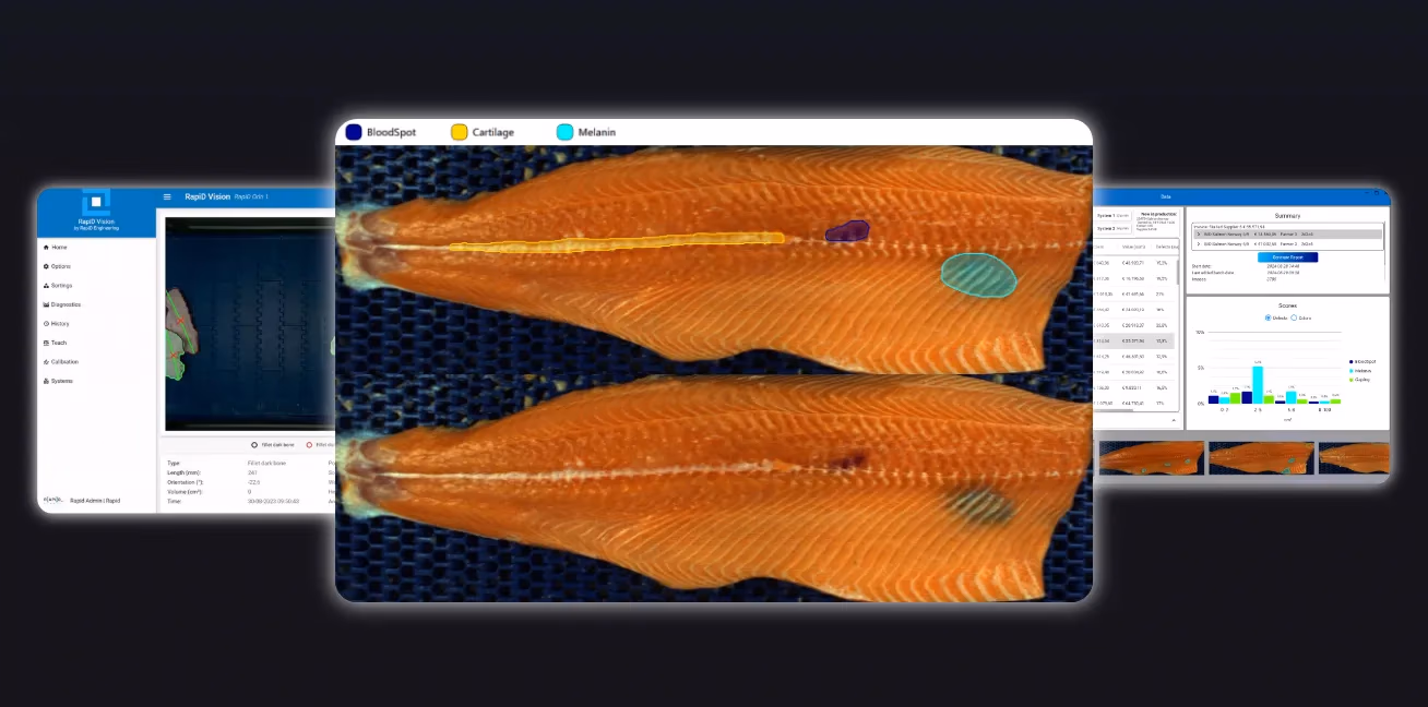 Fig 2.Defects on salmon fillet being detected with Ultralytics YOLO