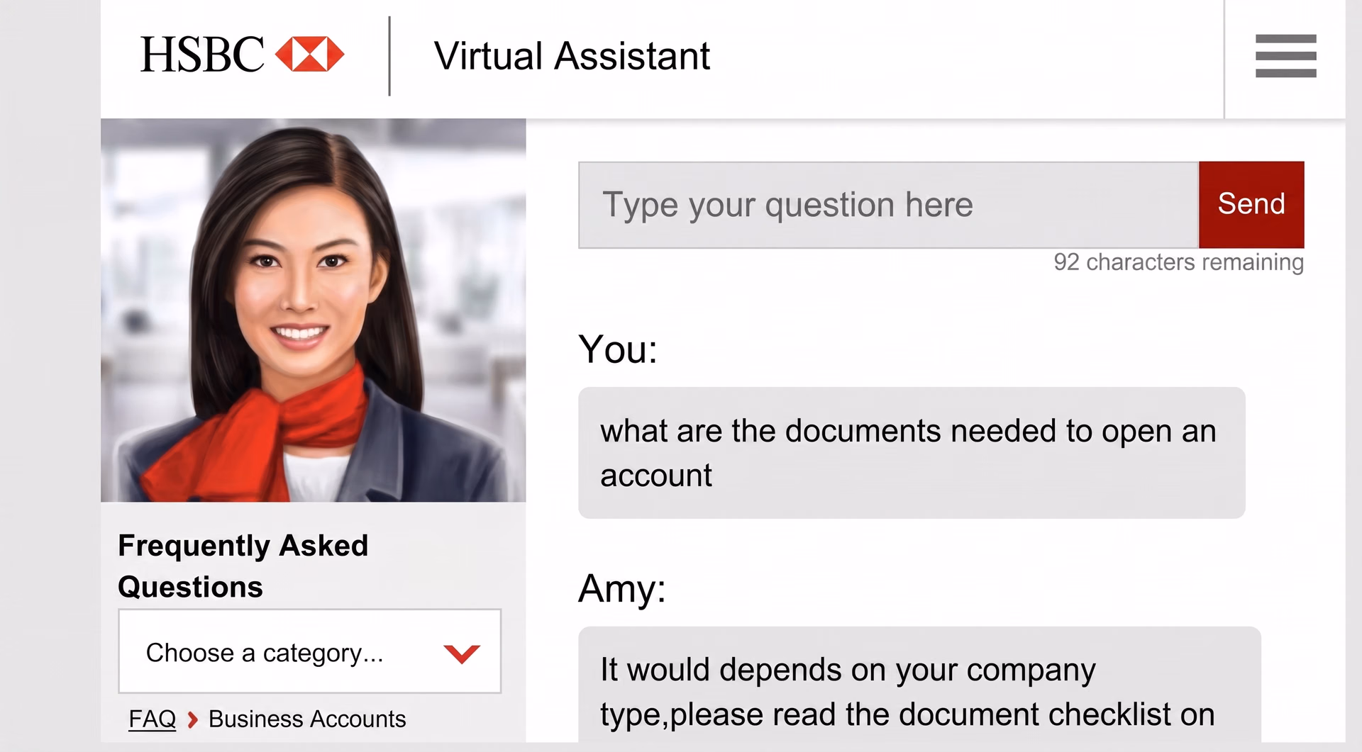 HSBC’s virtual assistant Amy