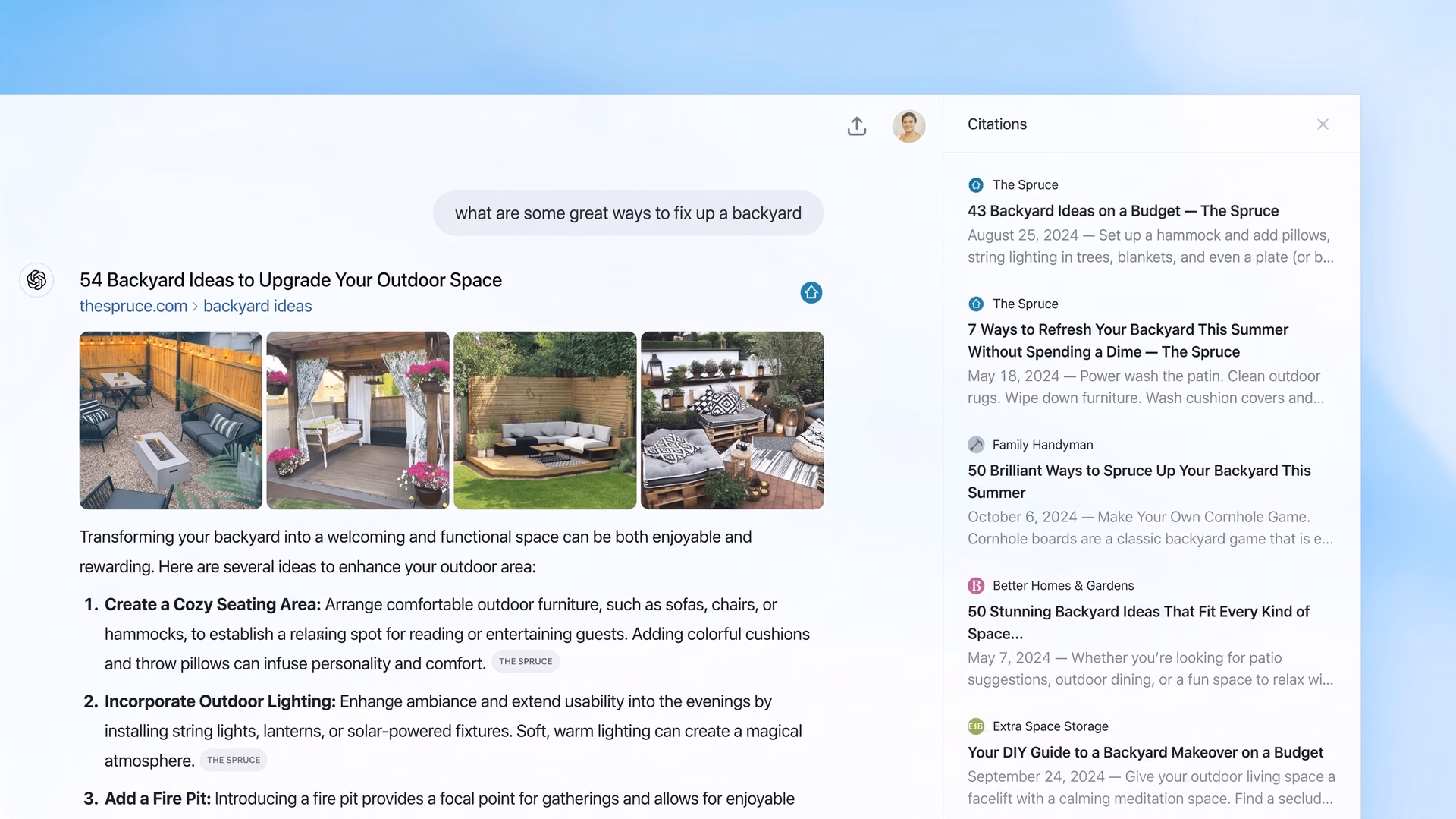 An example of using ChatGPT's new Search feature
