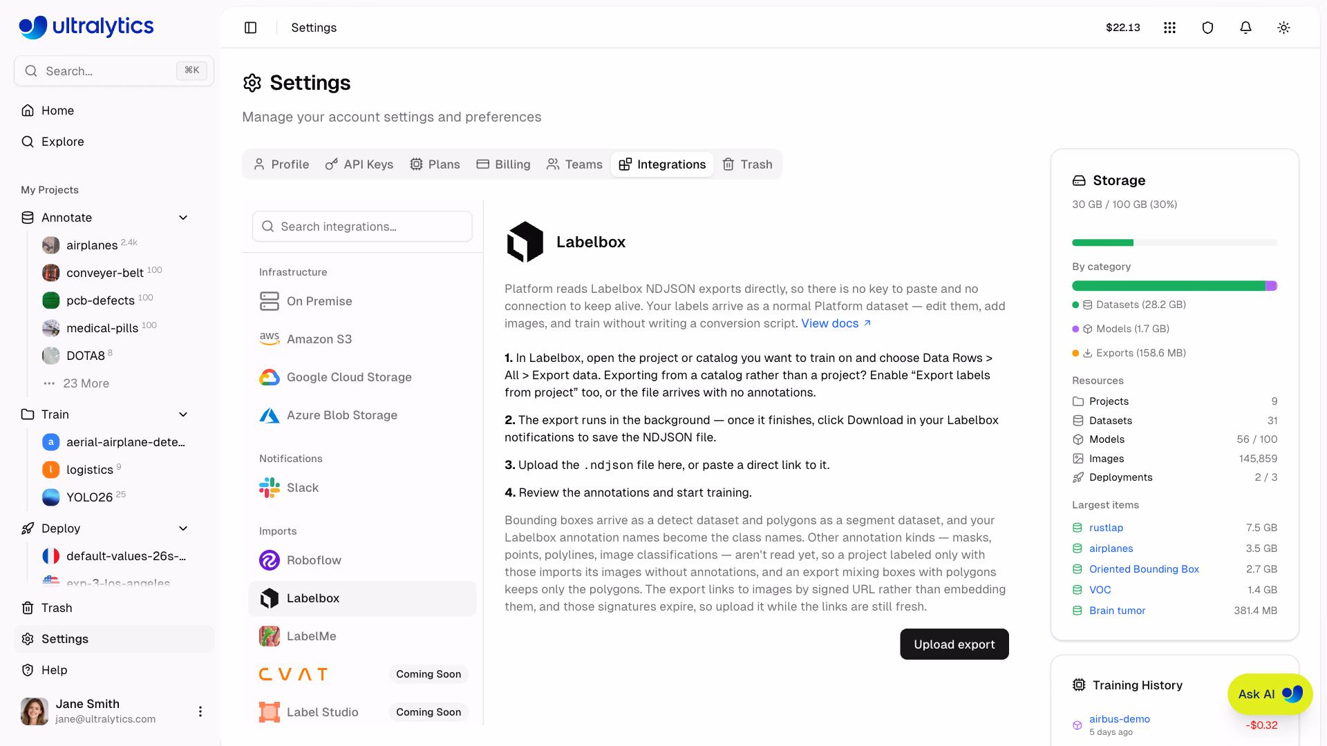 Ultralytics Platform Labelbox Dataset Import