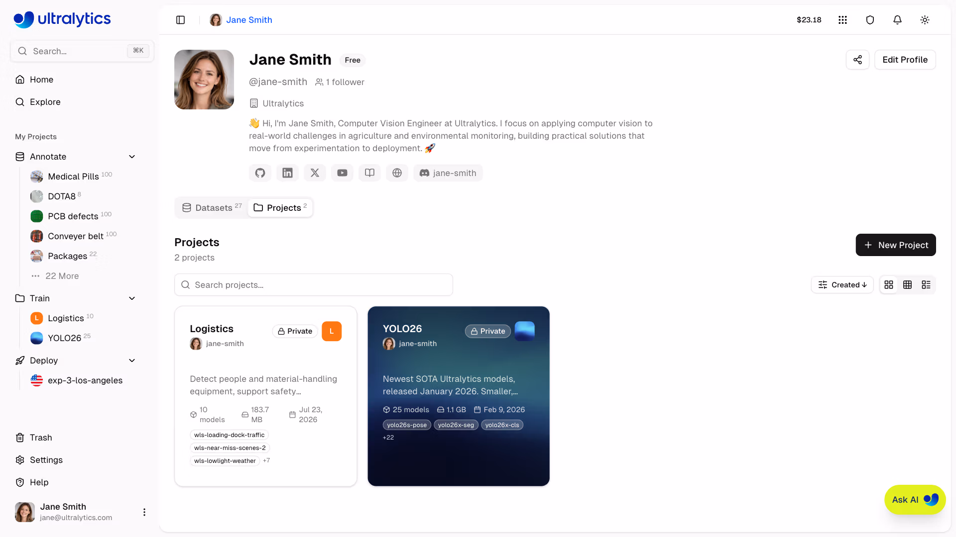 Ultralytics Platform Projects Create