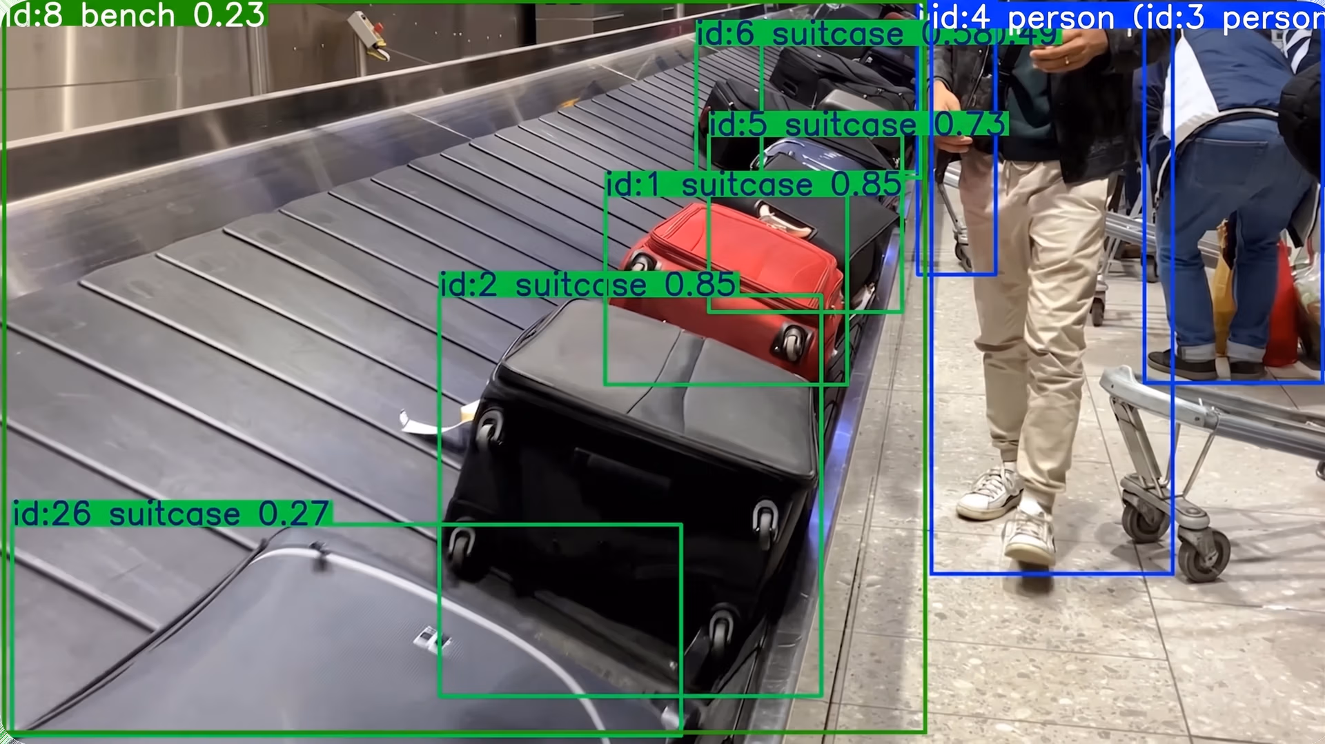 A frame from the object detection output video