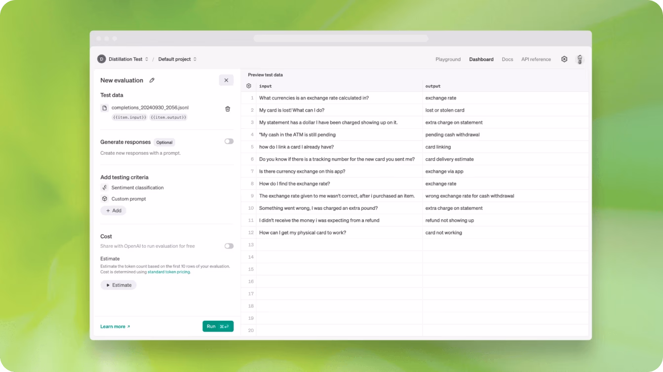 Utilisation d'Evals pour mesurer les performances du modèle