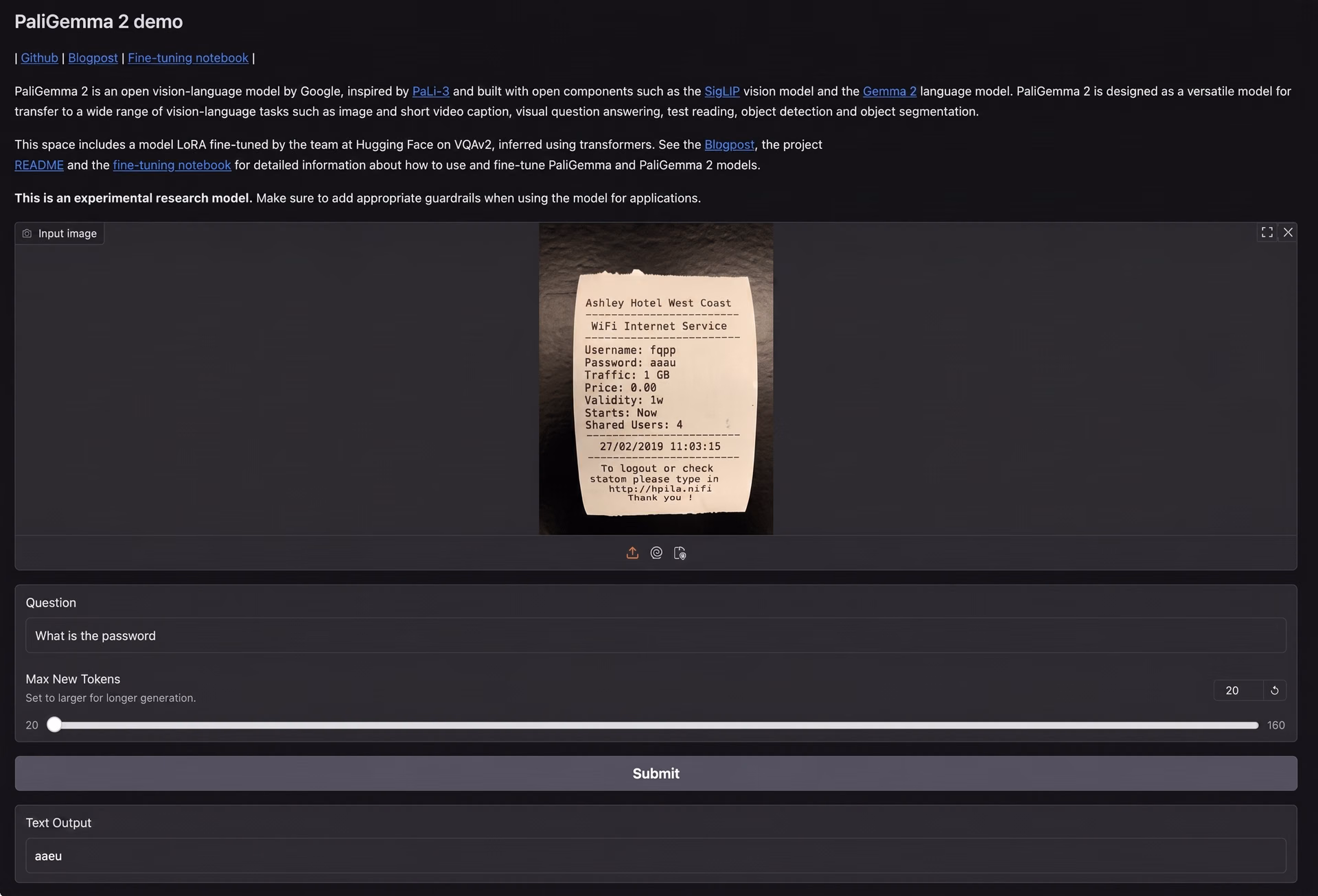 Una demostración de PaliGemma 2