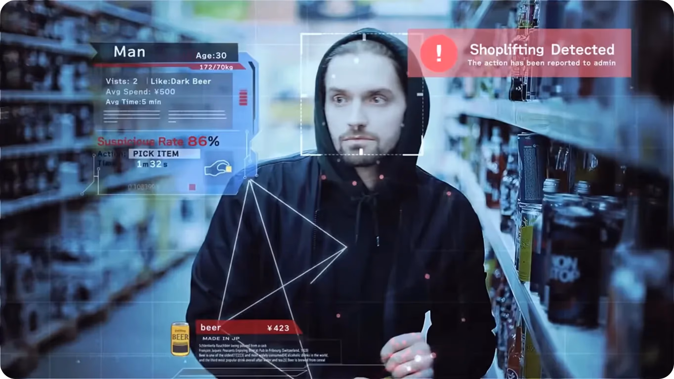 Visión artificial detectando a un ladrón en una tienda