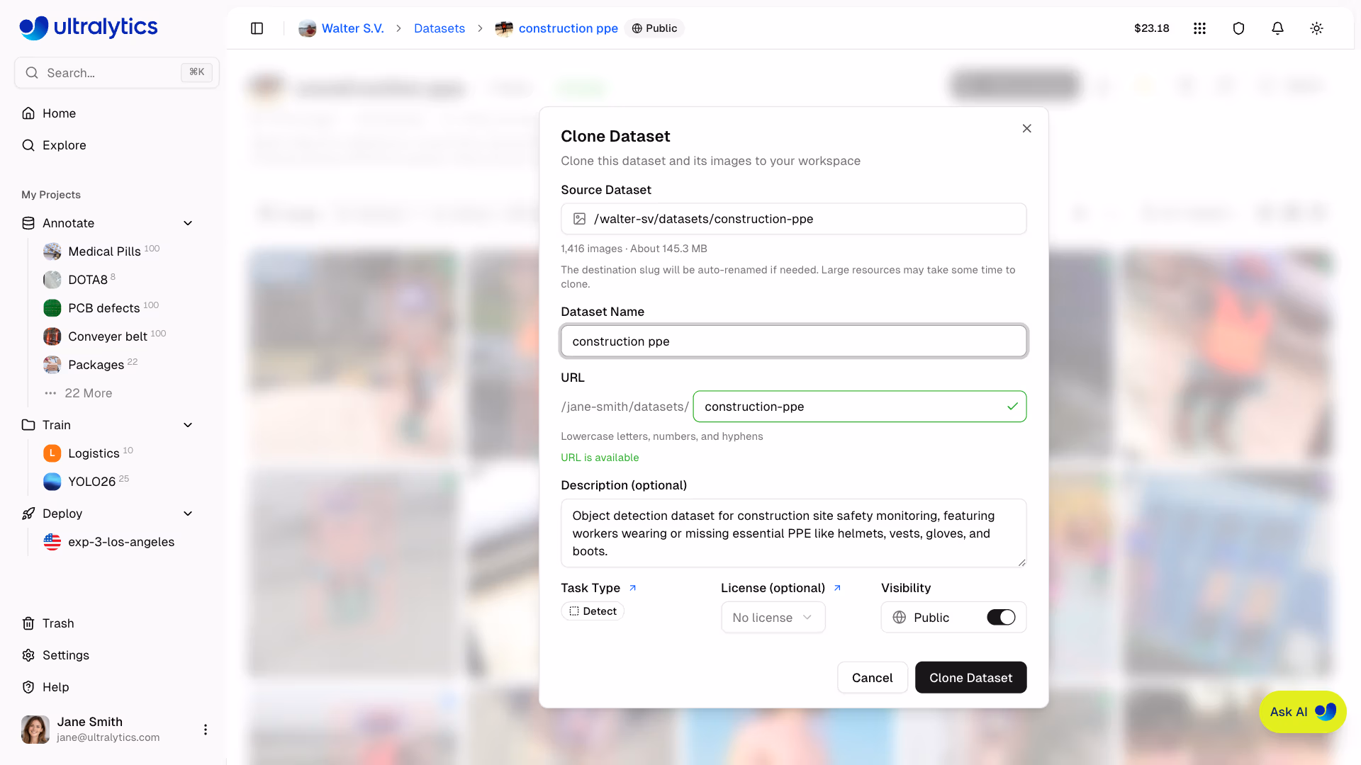 Ultralytics Platform Explore Clone Dataset