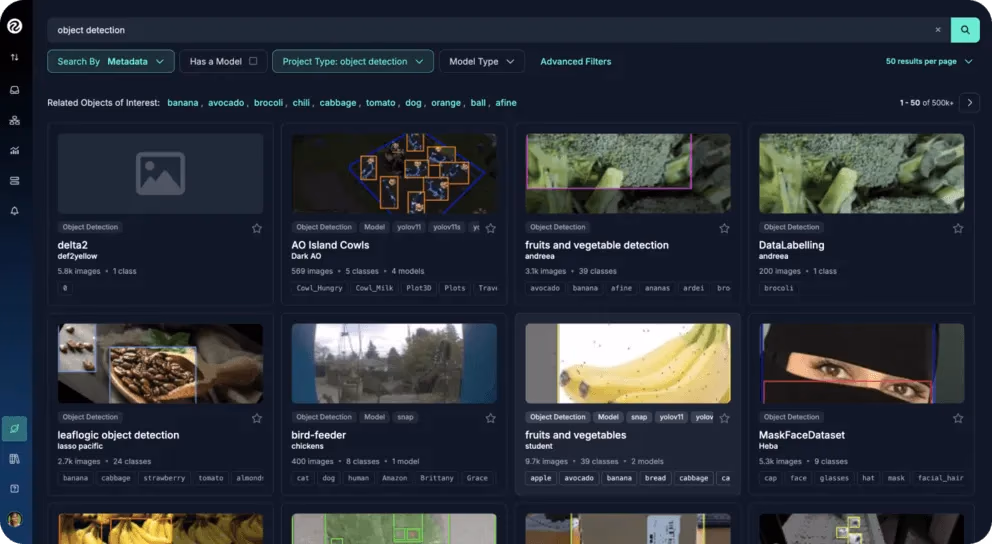 Ejemplos de datasets de detección de objetos en Roboflow Universe