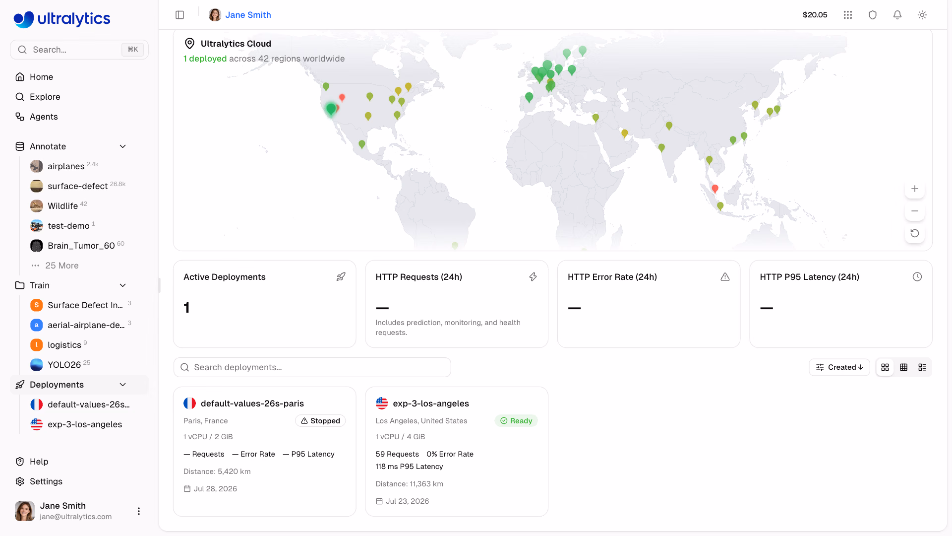 Ultralytics Platform Deployments Tab Four Overview Cards