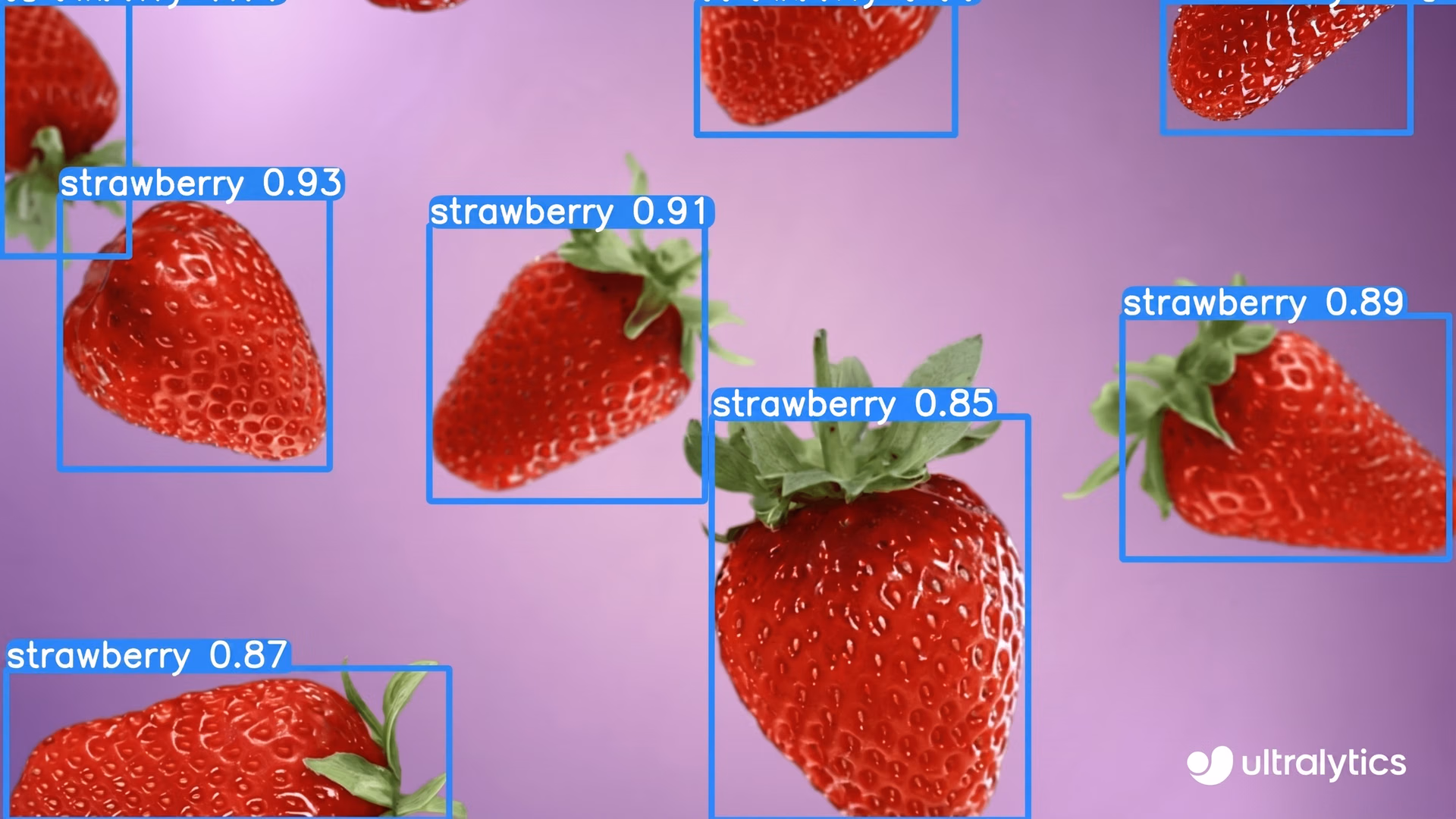 Ultralytics YOLOv8 erkennt Erdbeeren