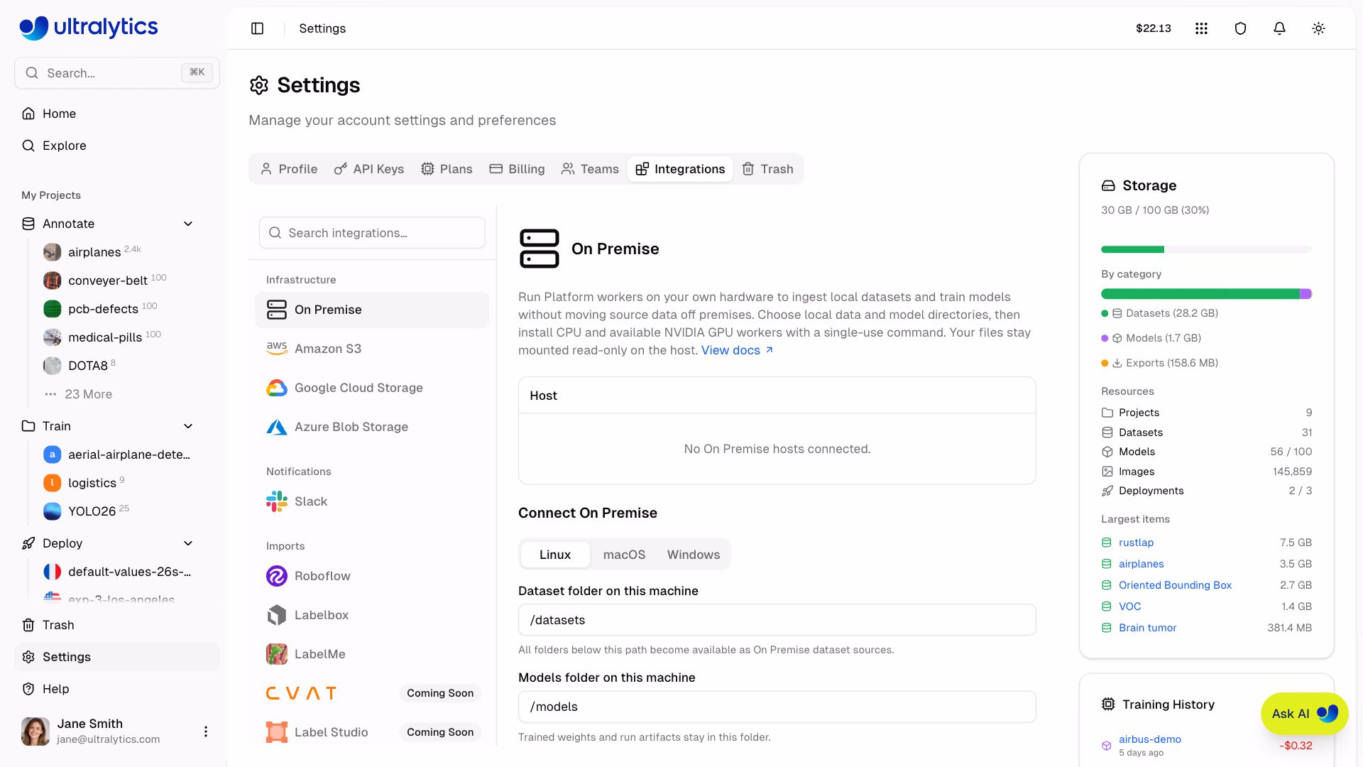 Ultralytics Platform On Premise Integration Setup